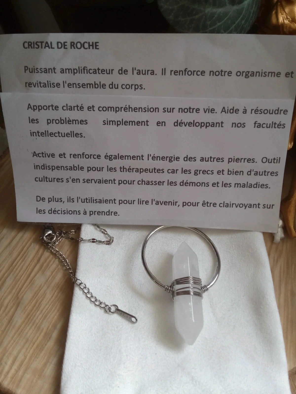 Collier argenté cristal de roche – photo 3